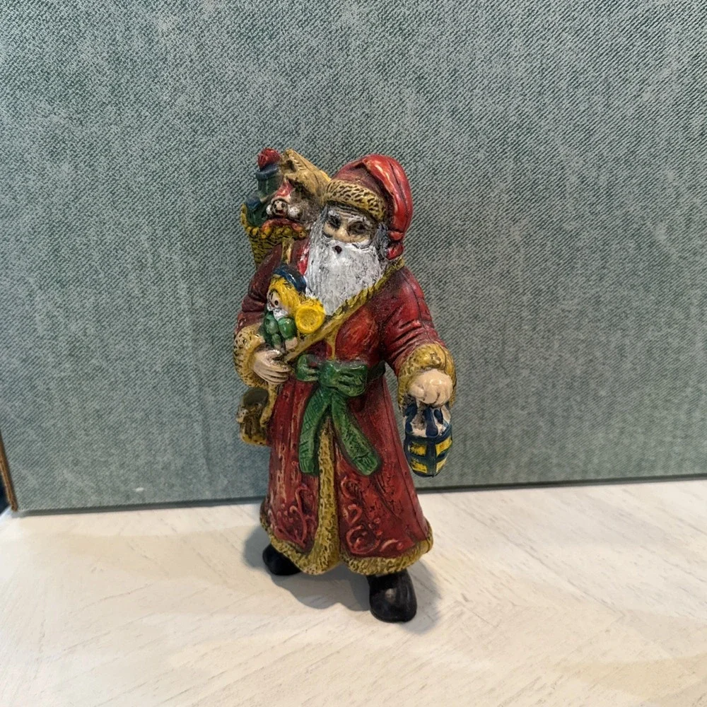 Old World Santa Hard Plastic Lg‎ Blow Mold Hanging 7
